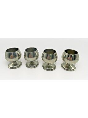 Set of 4 Vintage Revere Pewter Mini Goblet Cordial Shot Cups 1.75 Inch Retro